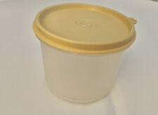 Tupperware Vintage Clear Bowl Container # 250-7 with Tan Lid #215-50 EUC picture