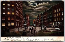 1906 Euclid Avenue Cleveland Ohio OH Night View of Buildings Posted Postcard picture