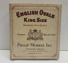 Vtg English Ovals King Size Empty Cigarette Box Philip Morris Tobacco Display  picture