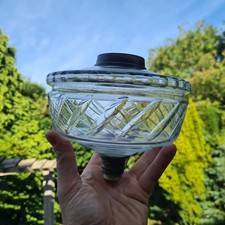 Original Heavy Victorian Diamond Cut Glass Oil Lamp Font 23mm Fitter picture