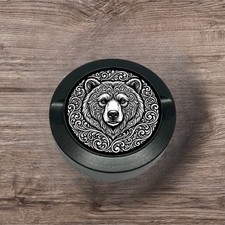 Grizzly Bear Scroll Metal Aluminum Container Custom Engraved EDC Snus Dip Can picture