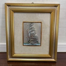Argento 925 Silver Relief Sailing Ship Florence Workshop Wall Art picture