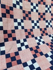 Antique 1840s Geometric Double Weave Coverlet With Fringe 1800s Early American picture