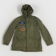VTG 1966 US Air Force Field Jacket SMALL REG OG107 Wind Resistant Coat Patches picture