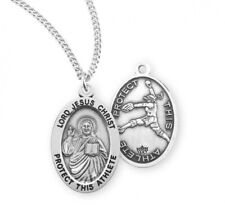 Sterling Silver Jesus Christ Protect This Female Softball Player Medal 18 In picture