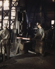 Working with a Small Steam Drop Hammer Vintage Americana 1943 8x10 Photo Reprint picture
