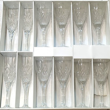 Set of 12 BLOCK 24% Lead Crystal Wine Glasses Vintage Hand Made SEE VIDEO picture
