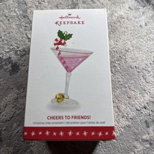 Hallmark Cheers to Friends Candy Cane Pink Martini Drink Bell Holly 2016 picture