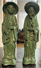 Vintage Pair Of Asian Figurines Green picture