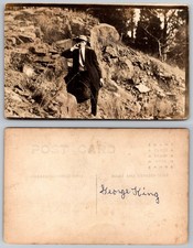 RPPC George King Man Suit Cap Rocky Terrain Vintage Real Photo Postcard c1910s picture