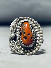 BEST VINTAGE NAVAJO CORAL STERLING SILVER RING picture
