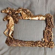 Vintage Horse Pewter Picture Frame Decorative Western Theme Silver toned picture