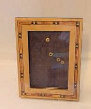Vtg Fetco Marquetry Wood Inlay Picture Frame Multicolor for a 3x4.5 Photo picture
