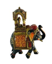 Hand Painted Wood Indian Elephant Howdah Figurine Carved Missing Figures picture