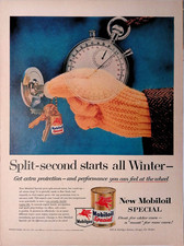 1956 Mobiloil Special Mobil Gas Winter Watches Gloved Hand Print Ad LIFE Jan 16 picture