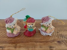 Vintage Jasco Ceramic Bells Lot Of 3 Cats Bears 1980s picture