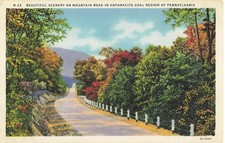 1943 Anthracite Coal Region PA Mountain Road Scenic Linen Postcard picture