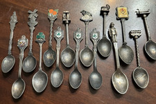 Souvenir Spoons Lot 15 Silver Plate Europe Ireland England Travel Vintage Older picture