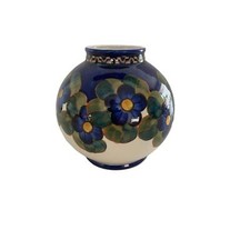 Royal Copenhagen Danish Aluminia Faience Vase with Hand-Painted Flowers #838/431 picture
