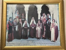 Vintage Palestinian Women in Traditional Dresses – Rare Cultural Heritage Photo picture