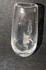 Vtg Orrefors Signed Etched Clear Crystal Glass Flower Bud Vase Sweden 6