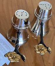 Salt & Pepper Shaker Set, Tervy Frangipani Flower Collection, Two-tone brass NWT picture