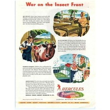 1945 Print Ad Hercules Land Chemical War on Insect Front WWII Cow Kids Room WWII picture
