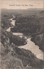 Aratiatia Rapids The Spa Taupo New Zealand NZ Iles Flag Cancel 1911 Postcard picture