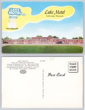 Lake Motel Turtle Lake Wisconsin Vintage Chrome Postcard AAA Vacancy Sign picture