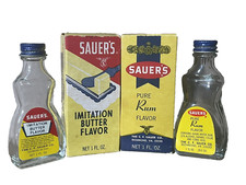 Sauer's Imitation Butter and Pure Rum flavors Orig box bottles Lot of 2 CF Sauer picture