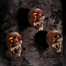 Halloween Animatronics Floating Scary Skull, Hanging Animated Decorations, Pathw picture