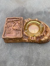 VINTAGE FLORIDA SOUVIENER SMOKE BOX/ASHTRAY FLAMINGO ALLIGATOR picture