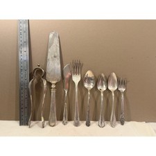 Vintage Silverplate Flatware Lot of 8 Mixed Serving Utensils Spoons Forks Tongs picture