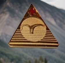 1980's Unique Memphis Tenn RED CROSS HAT LAPEL Pin Pyramid Estate Enamel B3 picture