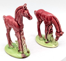 Vintage Cemar Pair Ceramic Horse Foal Figurines California Pottery picture
