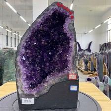 27.9LB Large Natural Amethyst Geode Quartz Crystal Cluster Cathedral Energy hea picture