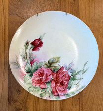Antique Bavaria Porcelain Plate Hand Painted Pink Roses Signed Floral 8” picture