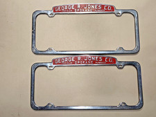 Pair Vtg. SPOKANE GEORGE R. JONES CO. CHRYSLER PLYMOUTH License Plate Holders picture