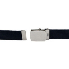 GENUINE U.S. AIR FORCE BELT: BLUE COTTON WITH MIRROR BUCKLE AND TIP - FEMALE picture