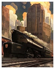 1940 ART DECO PENNSYLVANIA RAILROAD TRAIN 12x16 POSTER STREAMLINED LOCOMOTIVE picture