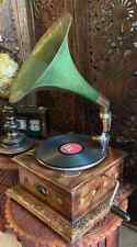 Vintage Antique HMV Gramophon Working Audio win-up record player Phonograph Gift picture