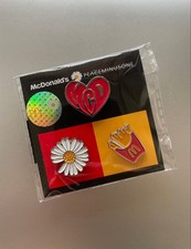 McDonald's x G-Dragon PEACEMINUSONE 3 Enamel Pin Set Heart Daisy Fries NEW picture