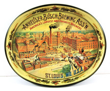 Vintage Anheuser-Busch Brewing Assn Oval Beer Tray Brewery Image Largest Brewery picture