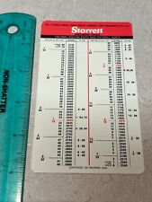 Vintage STARRETT Tap Drill Size Decimal Equivalents Pocket Card Chart USA picture