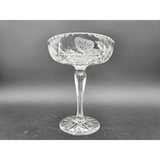 Clear Cut Crystal Butterfly Flowers Compote Late American Brilliant Period 1920s picture