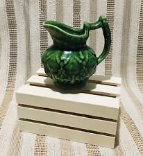 Vintage Tiny Matte Green Mid Century Pottery Vase Pitcher USA  1039A  3.5