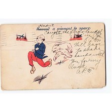 Vintage 1907 Humorous Postcard Pittsburgh PA Running Man Bear Franklin Stamp picture