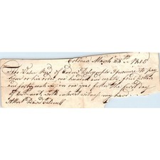 1805 Handwritten Receipt Colrain Massachusetts David Caldwell John Clark AE6-011 picture