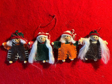 Set of 4-  Nordic Scandinavian Boys/Girls Felt Wooden Christmas Ornaments picture