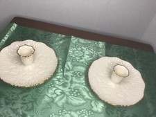 LENOX Candlewick Collection Candle Holders Set Ivory 24k Gold Candlesticks USA picture